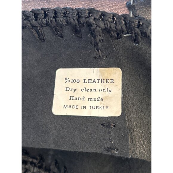 Vintage 80s Patchwork Leather Metallic Batwing Sleeve Sweater Top Retro Rare - Picture 8 of 8